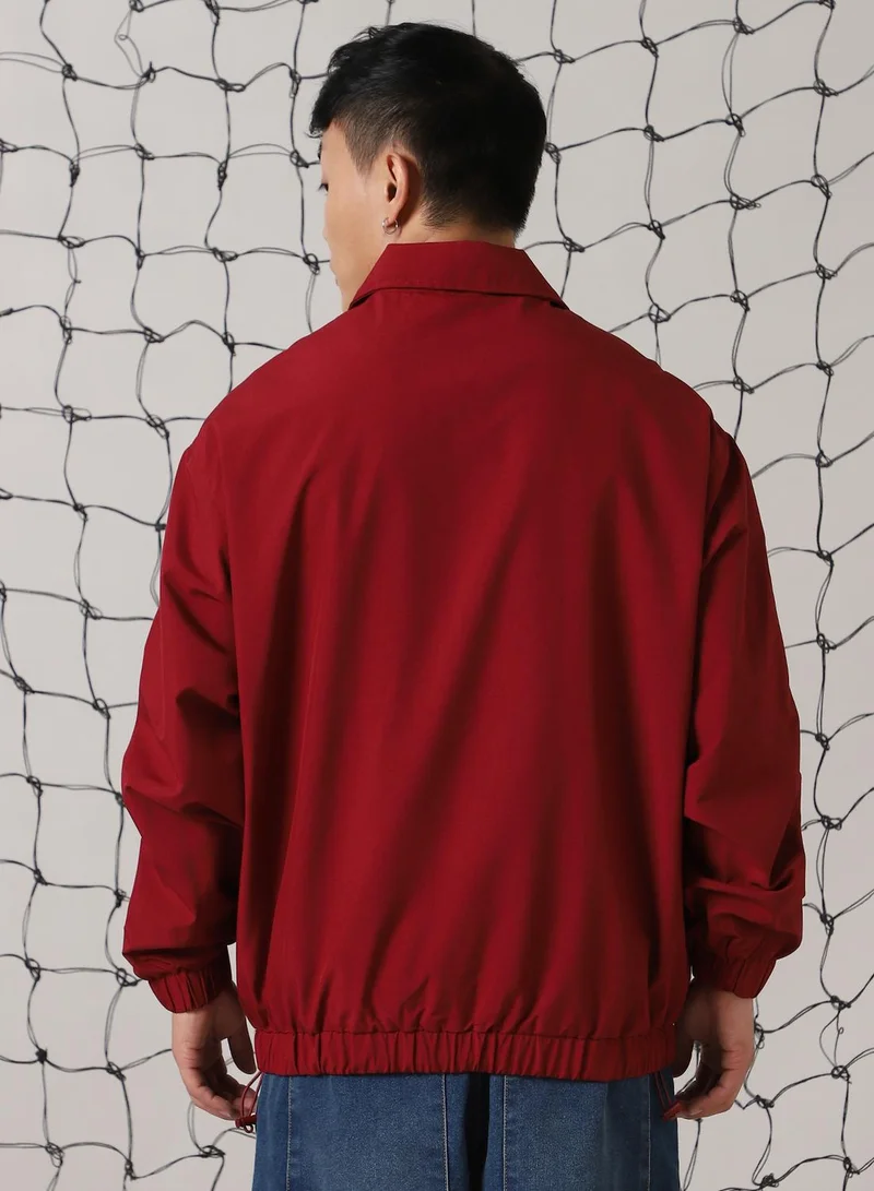 Hubberholme  Men's Red 100% Polyester Printed Oversized Jacket for Men | Best Price UAE